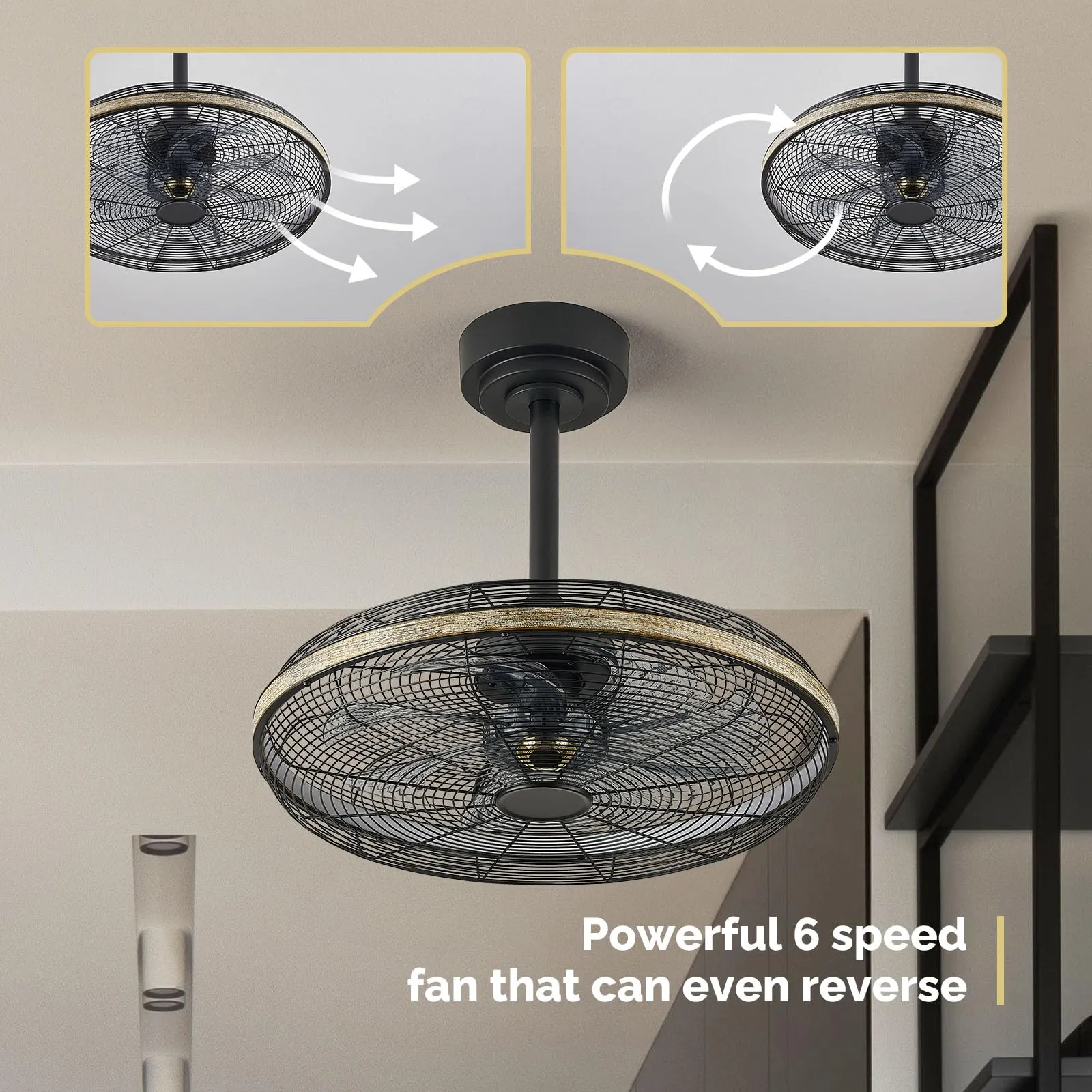 19.7" Orison Enclosed Ceiling Fan with Lights and Remote Control for Living Room Bedroom