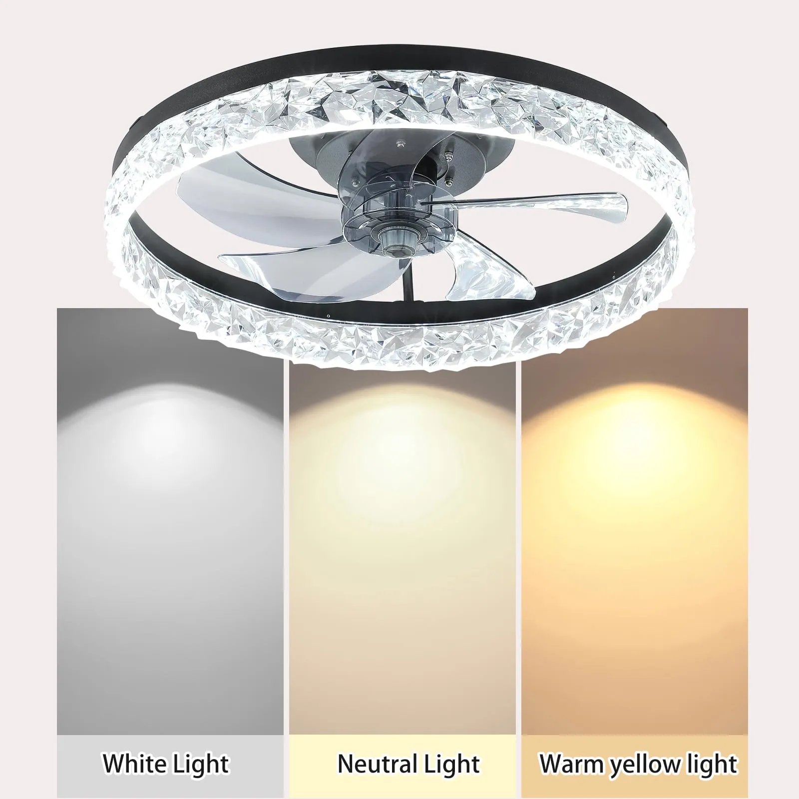 19.8' Ceiling Fan with Lights Remote Control, Modern Flush Mount Ceiling Fan with Dimmable LEDs, Low Profile Fan with Reversible Blades for Bedroom Living Room Kitchen