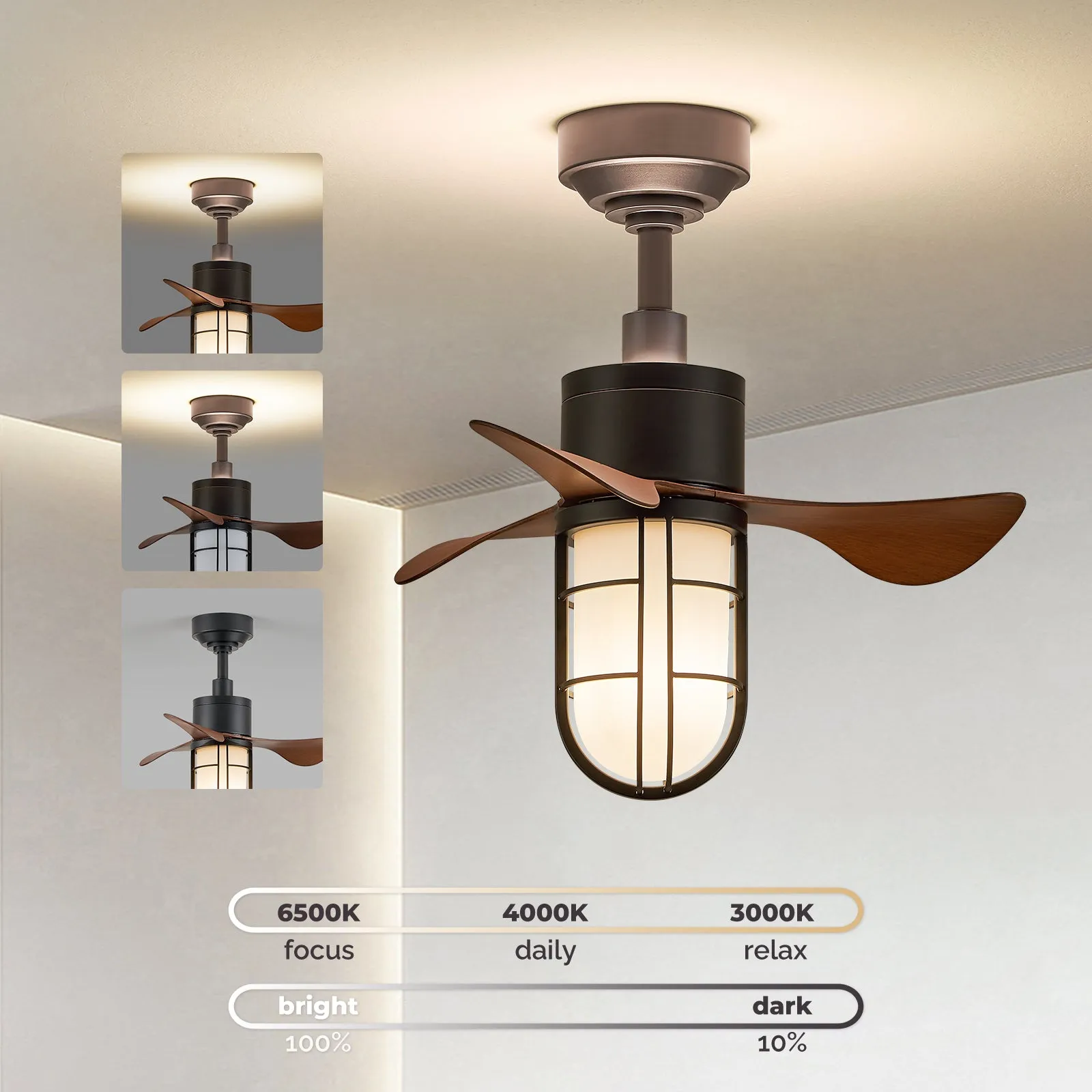 22" Orison Ceiling Fans with LED Lights, Small Ceiling Fan with Remote/APP Control for Patio