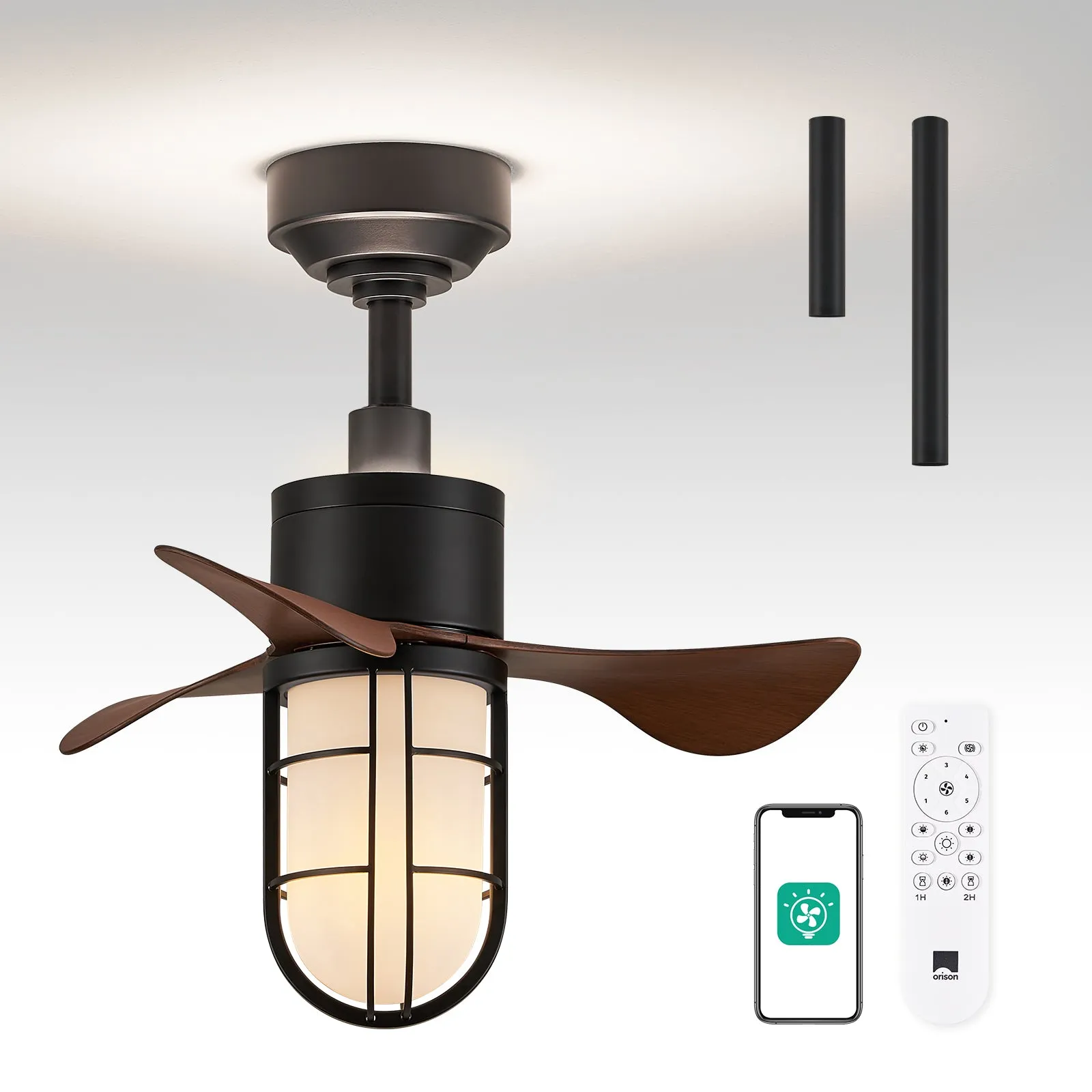 22" Orison Ceiling Fans with LED Lights, Small Ceiling Fan with Remote/APP Control for Patio