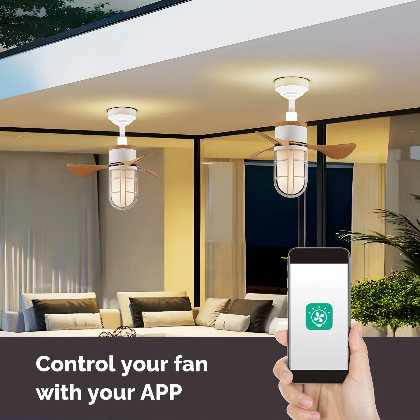 22" Orison Ceiling Fans with LED Lights, Small Ceiling Fan with Remote/APP Control for Patio