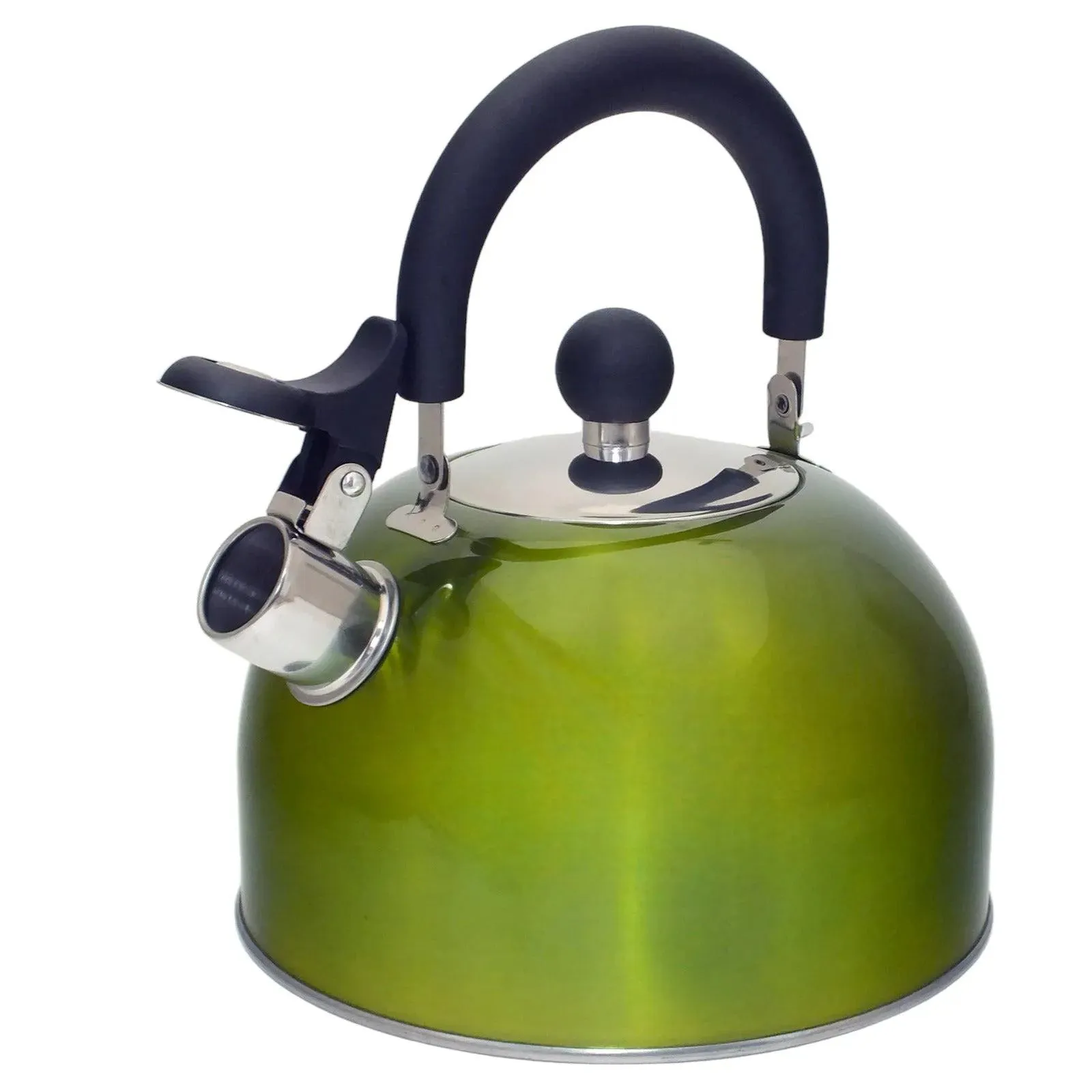 2.5L Metallic Green Stainless Steel Whistling Stovetop Kettle