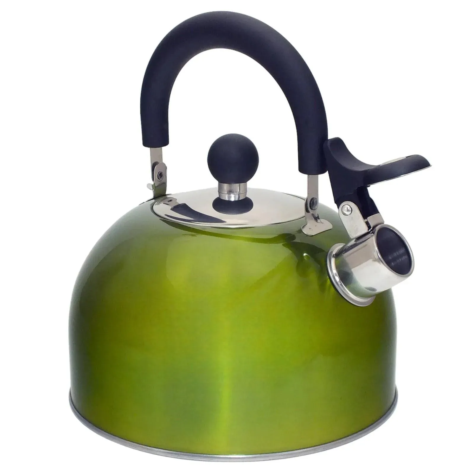 2.5L Metallic Green Stainless Steel Whistling Stovetop Kettle