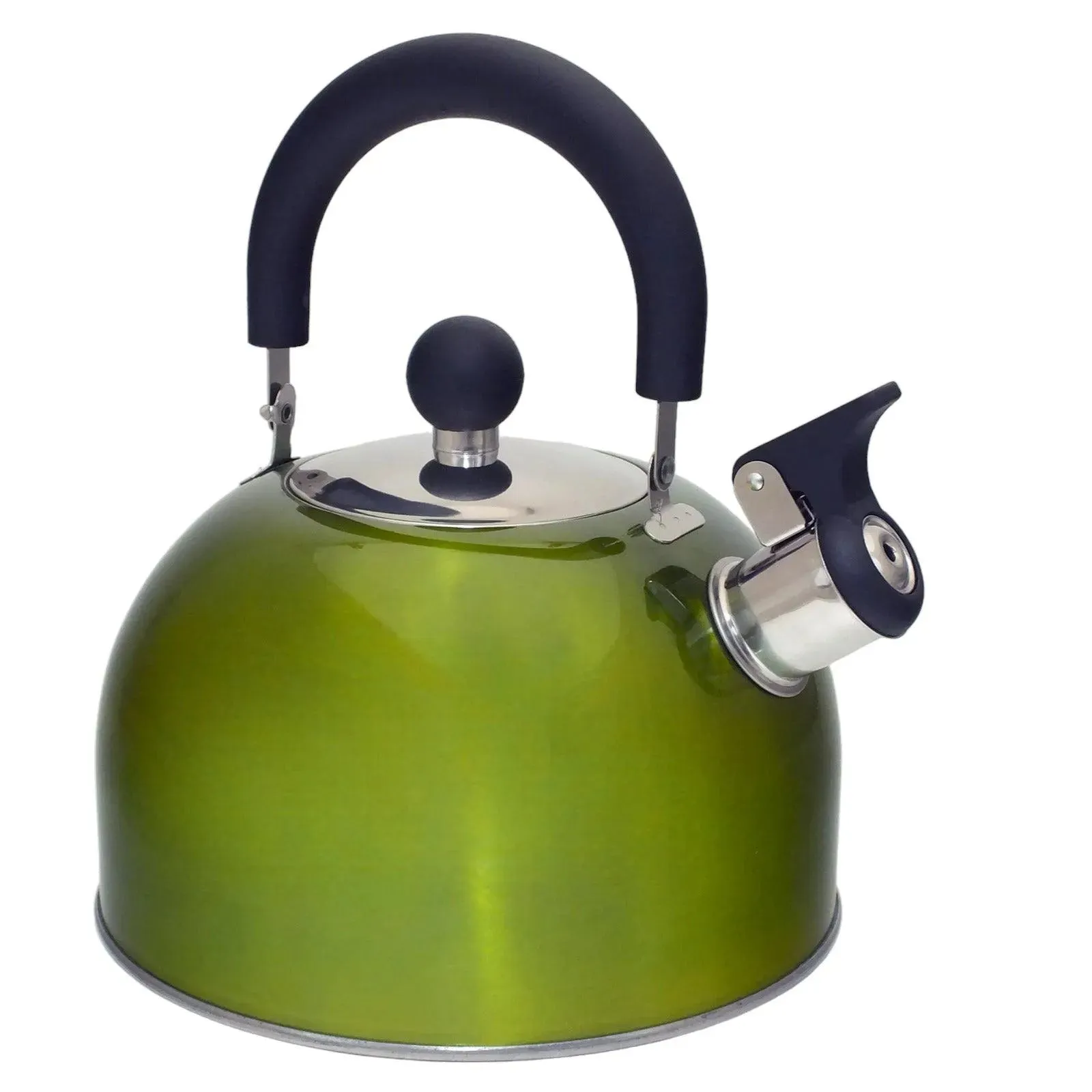 2.5L Metallic Green Stainless Steel Whistling Stovetop Kettle