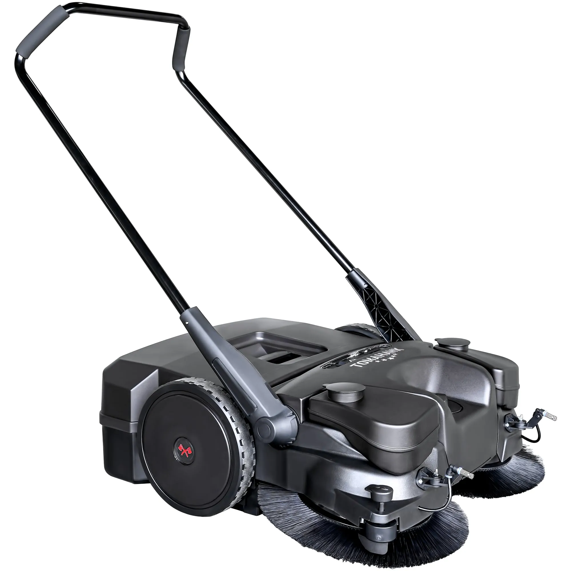 30" Battery Powered Push Sweeper with Triple Power Brooms Electric Drive and Dust Suppression