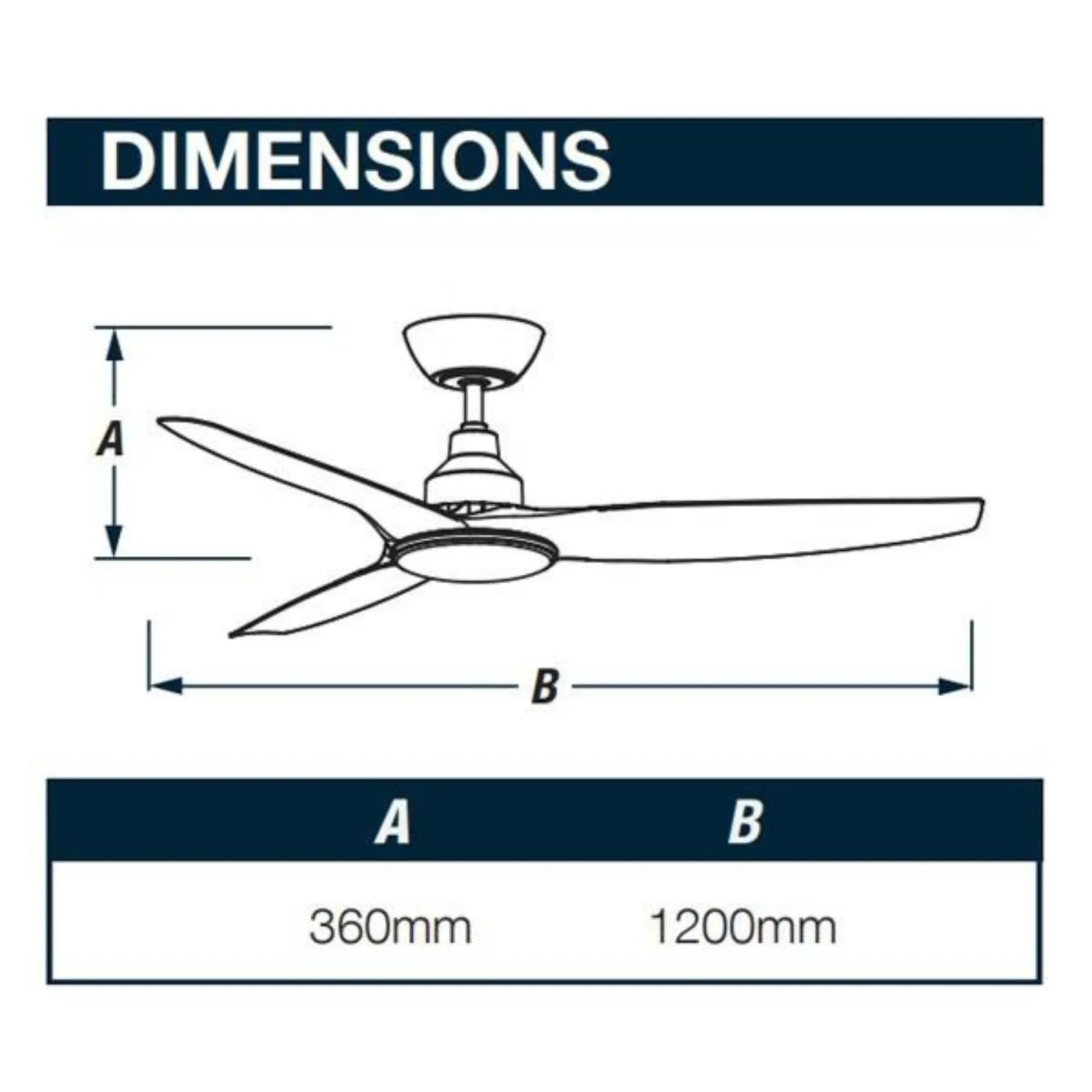 48" Skyfan DC Ceiling Fan 3 Blades in Black or White SKY1203BL, SKY1203WH