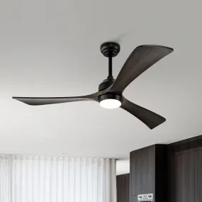 52" Matte Black   Dark Walnut Remote Control Silent Ceiling Fan Light, Reversible Ceiling Fan