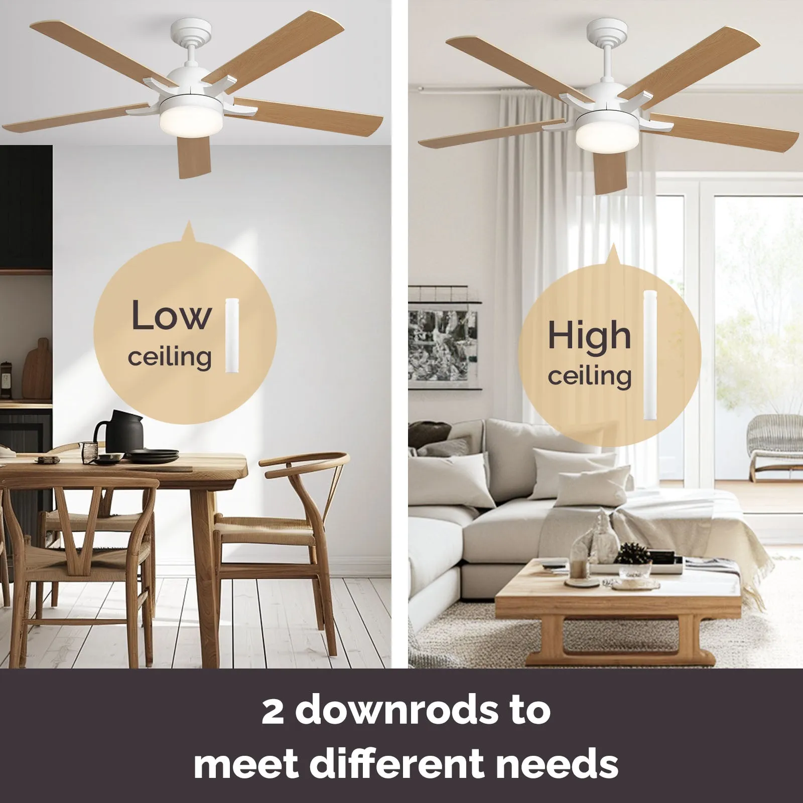 52" Orison Ceiling Fans with Lights, RGB Backlight with Remote/APP Control