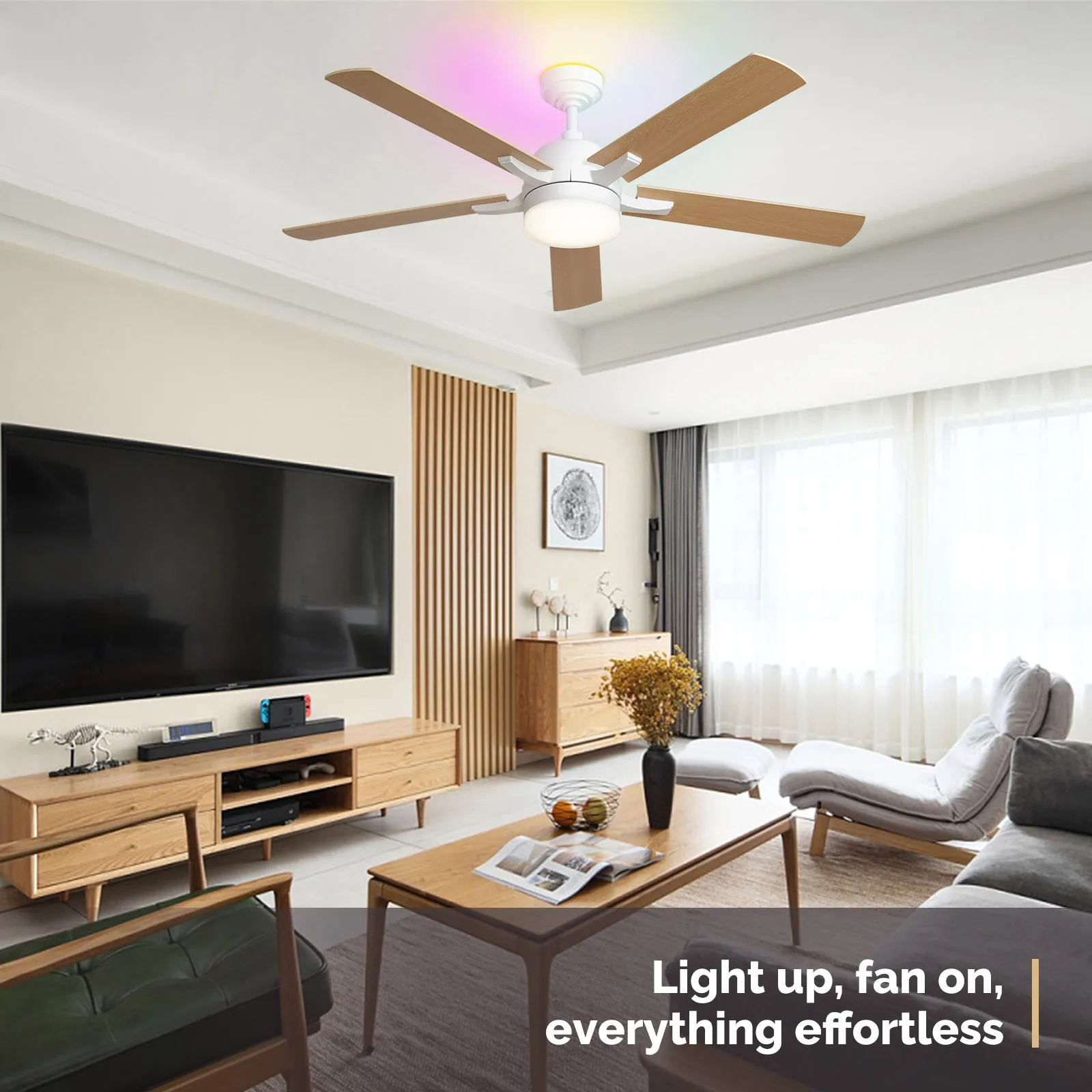 52" Orison Ceiling Fans with Lights, RGB Backlight with Remote/APP Control