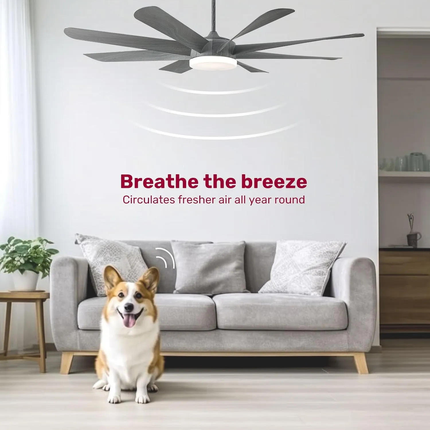 60-inch Large Ceiling Fans with Lights and Remote, Dimmable 3-Color Temperature, Reversible Blades, and 6 Speed