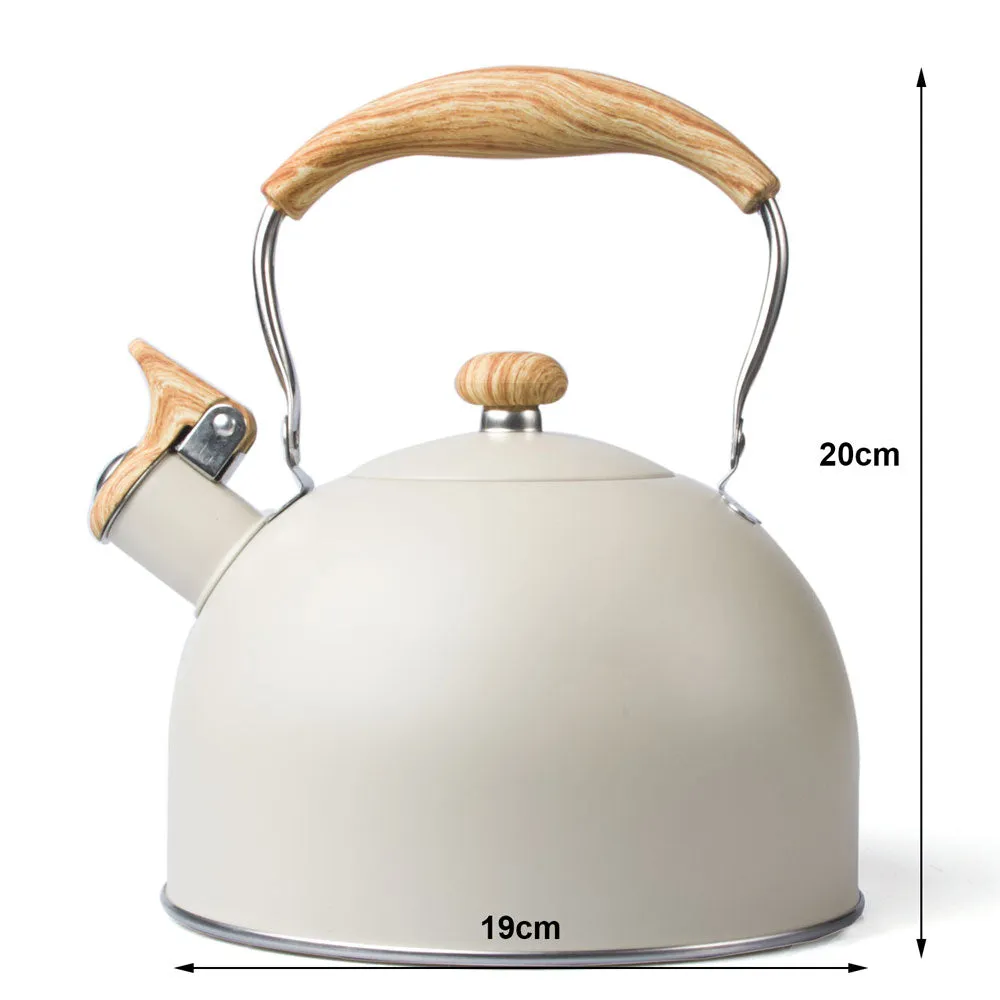 Anti-Rust Stainless Steel Whistling Tea Kettle 2.5L Cream