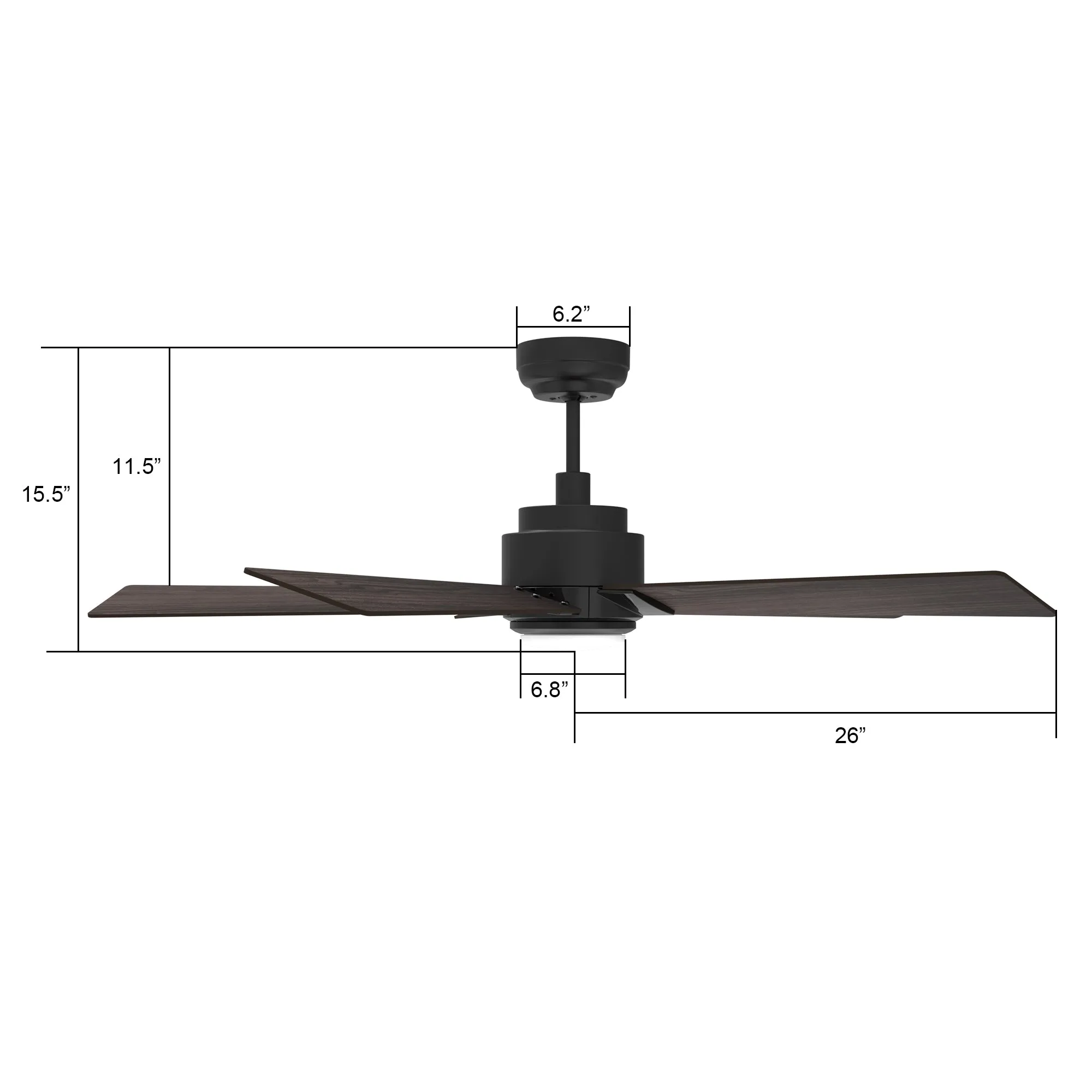 ASCENDER 52 inch 5-Blade Smart Ceiling Fan with LED Light & Remote Control - Black/Dark Wood