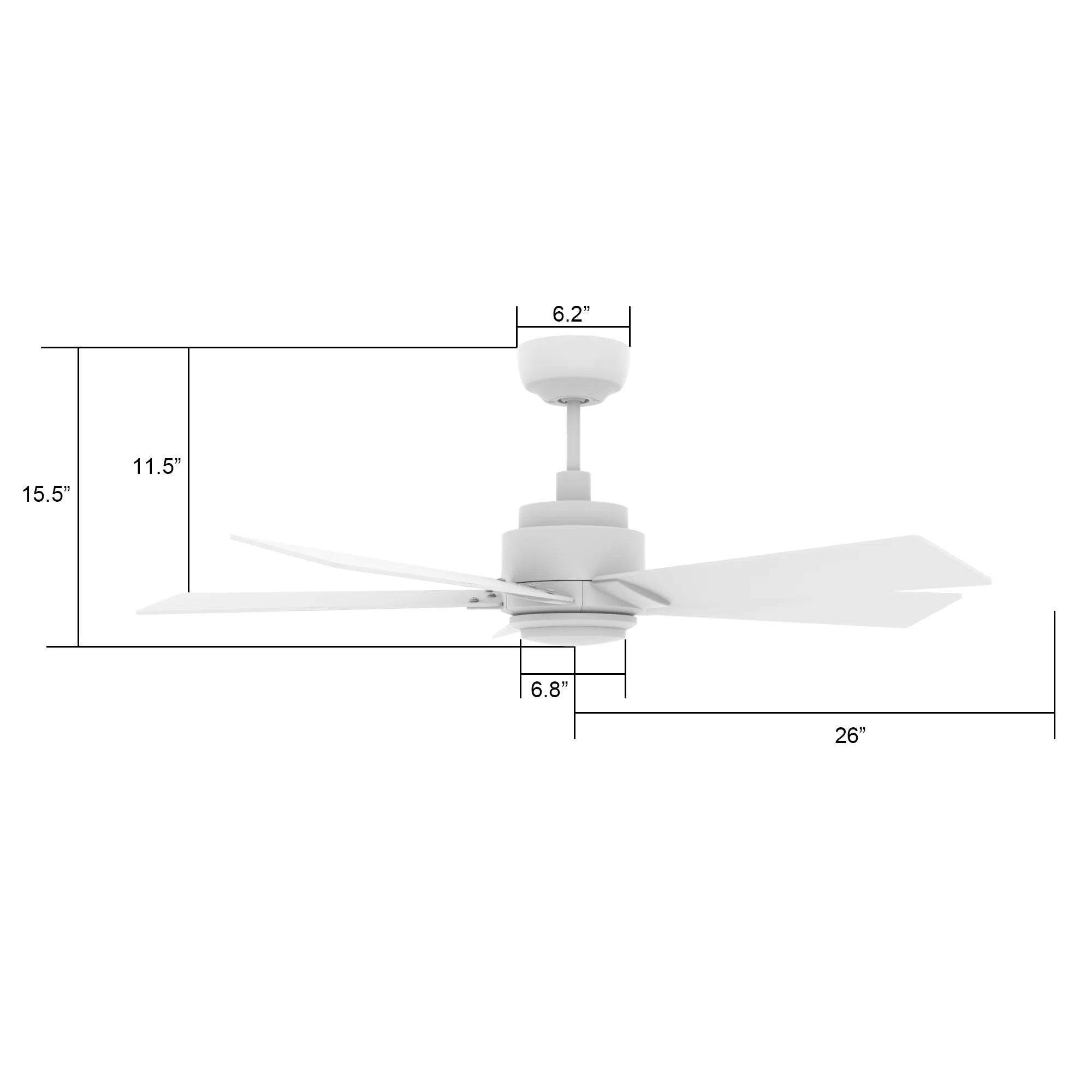 ASCENDER 52 inch 5-Blade Smart Ceiling Fan with LED Light & Remote Control - White/White