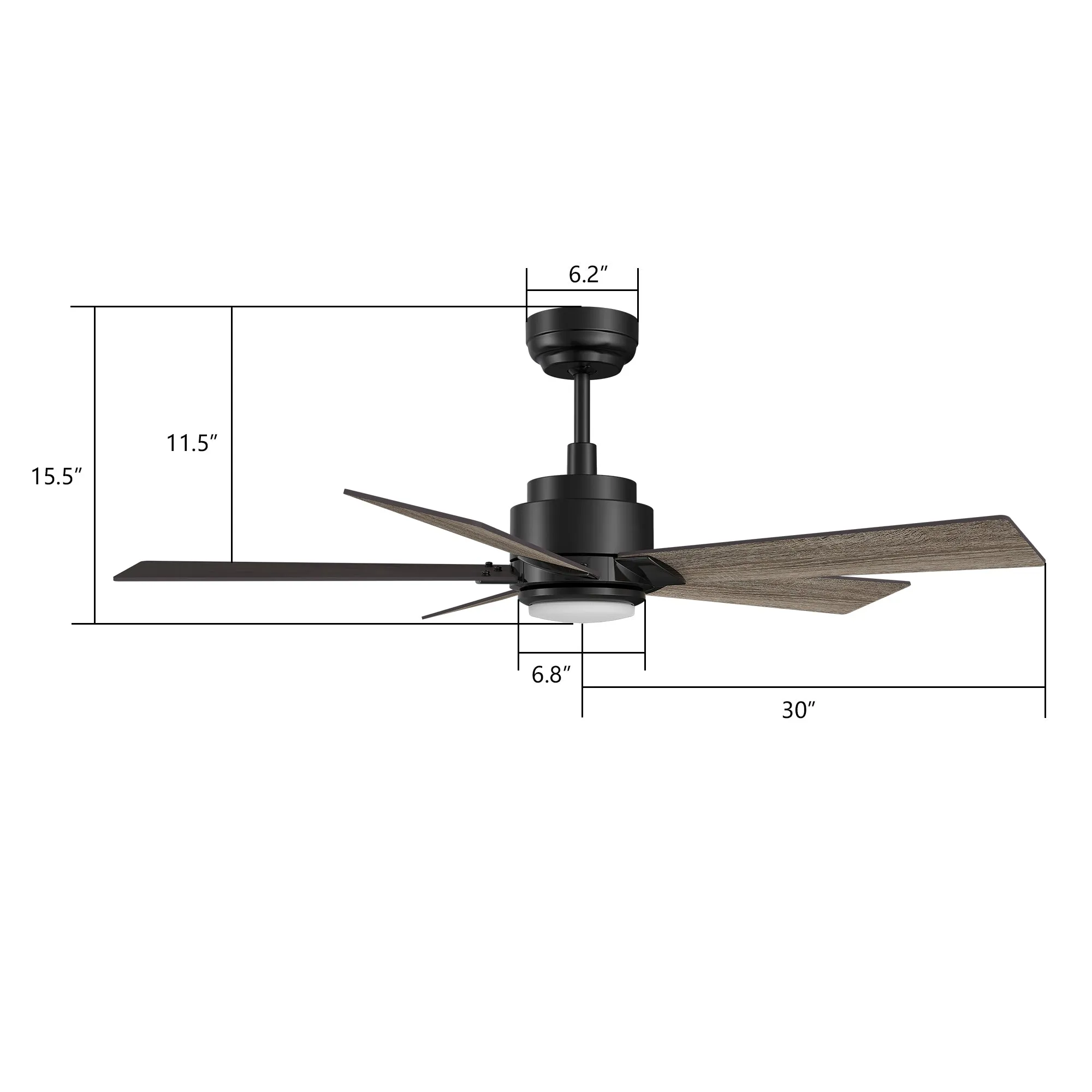 ASCENDER 60 inch 5-Blade Smart Ceiling Fan with LED Light & Remote Control - Black/Walnut & Barnwood (Reversible Blades)