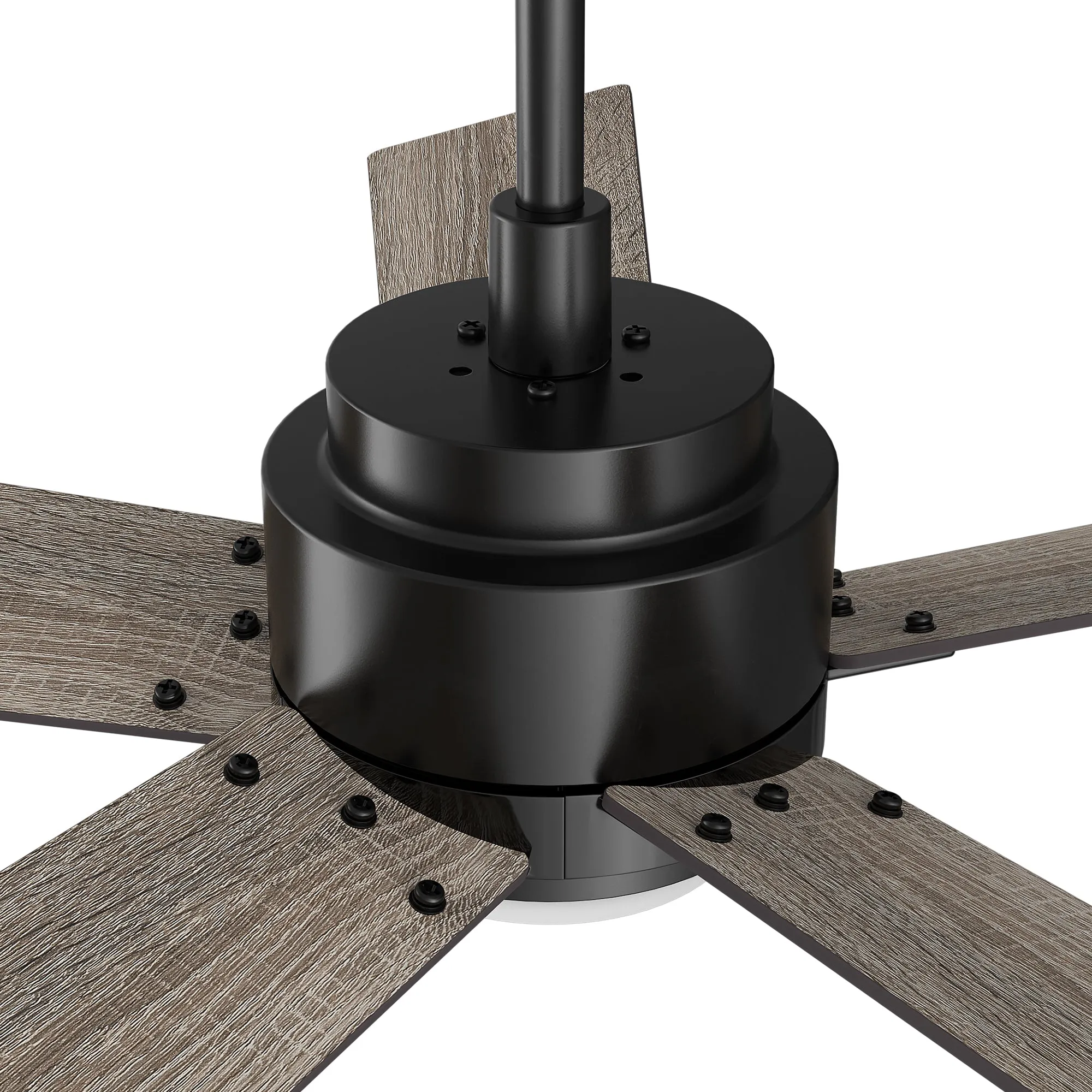 ASCENDER 60 inch 5-Blade Smart Ceiling Fan with LED Light & Remote Control - Black/Walnut & Barnwood (Reversible Blades)