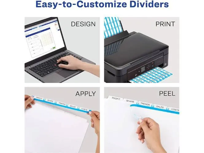 Avery IndexMaker Dividers, 5 Tabs with Clear Tab Labels