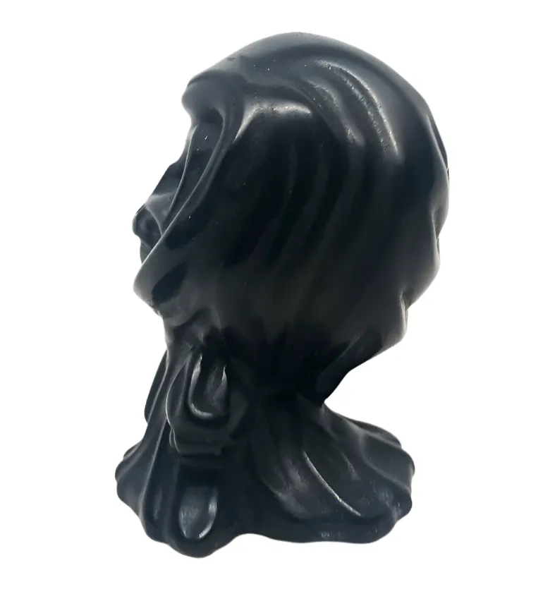 Black Obsidian Crystal Grim Reaper with a Broom Carving