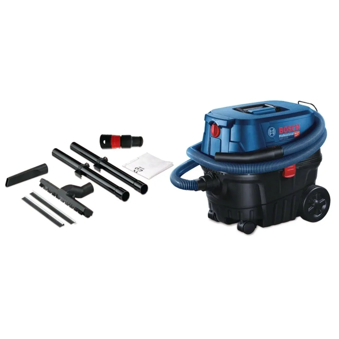 Bosch Gas 12-25 Heavy Duty Wet/Dry Vacuum Cleaner | 1250W Powerful Motor | 21L Container Volume | 200 Mbar Pressure  | Click & Clean System with HEPA Filter | Premium Accessories