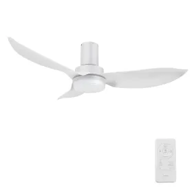 BUDE 36 inch 3-Blade Low Profile Ceiling Fan with LED Light & Remote Control - White/White