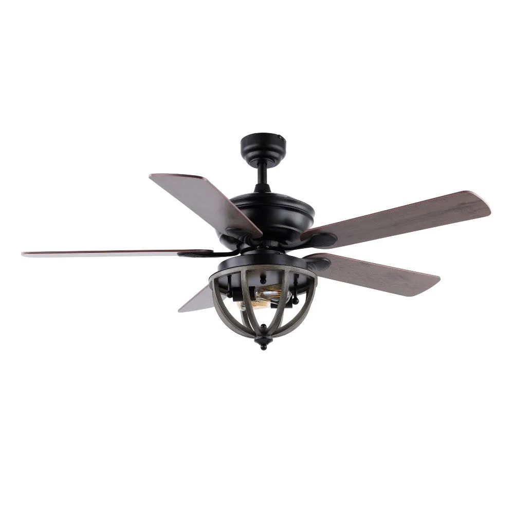 Collins 52" Farmhouse Industrial Iron Dome Shade LED Ceiling Fan With Remote