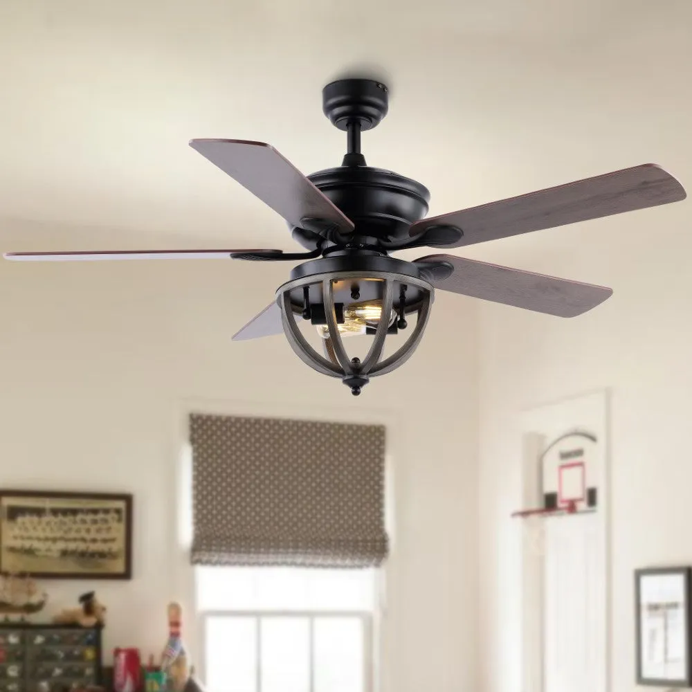 Collins 52" Farmhouse Industrial Iron Dome Shade LED Ceiling Fan With Remote