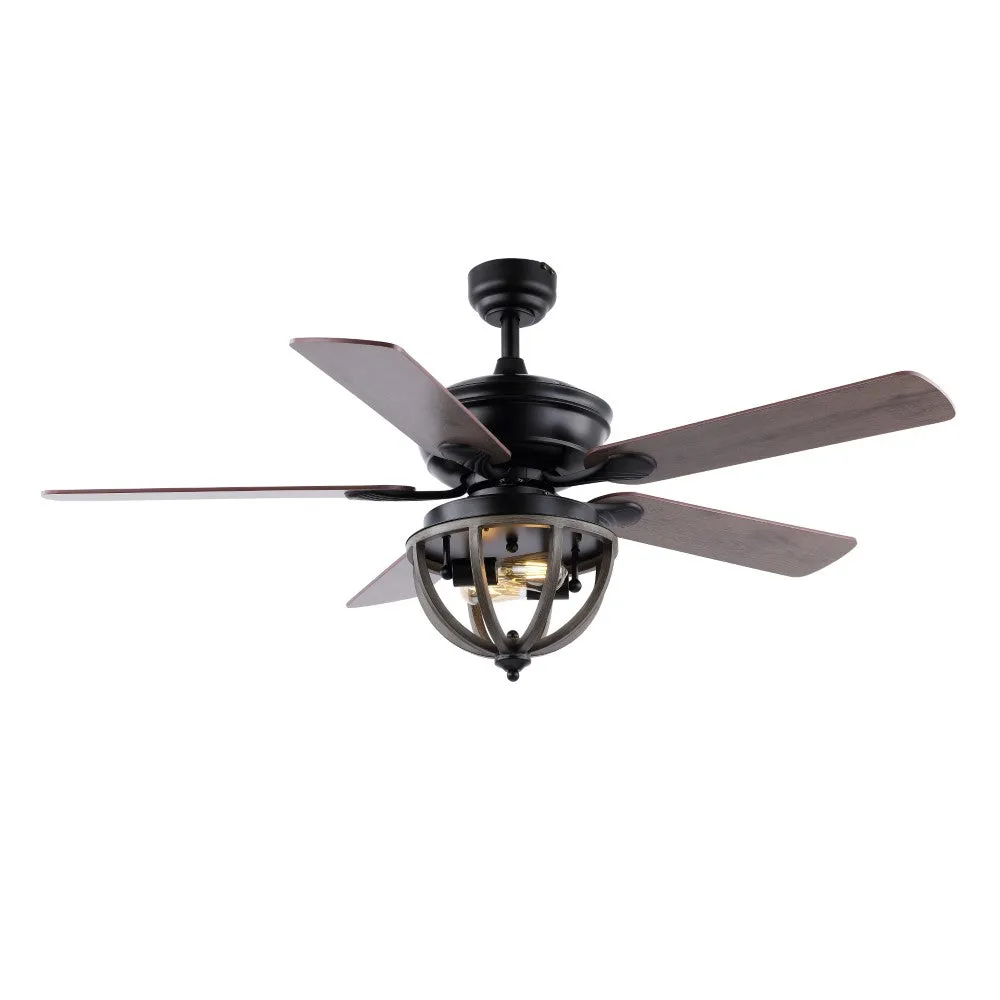 Collins 52" Farmhouse Industrial Iron Dome Shade LED Ceiling Fan With Remote