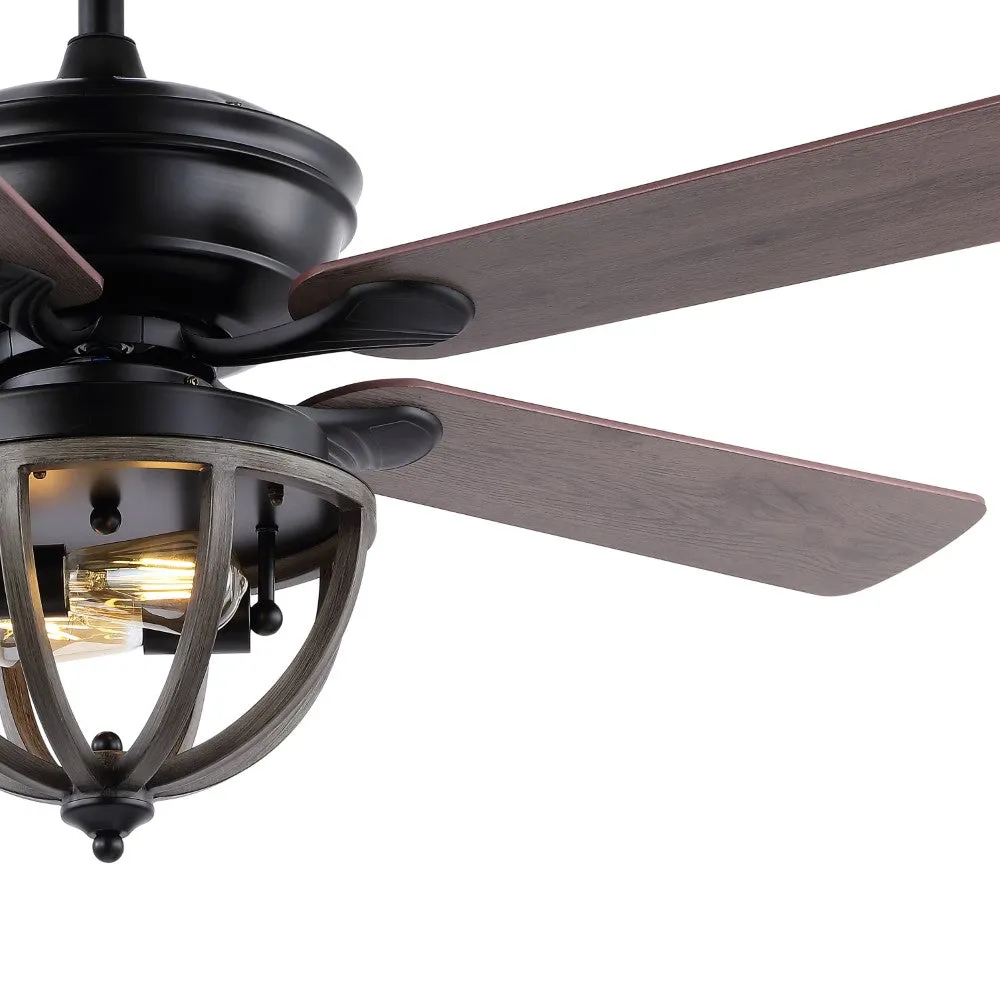 Collins 52" Farmhouse Industrial Iron Dome Shade LED Ceiling Fan With Remote