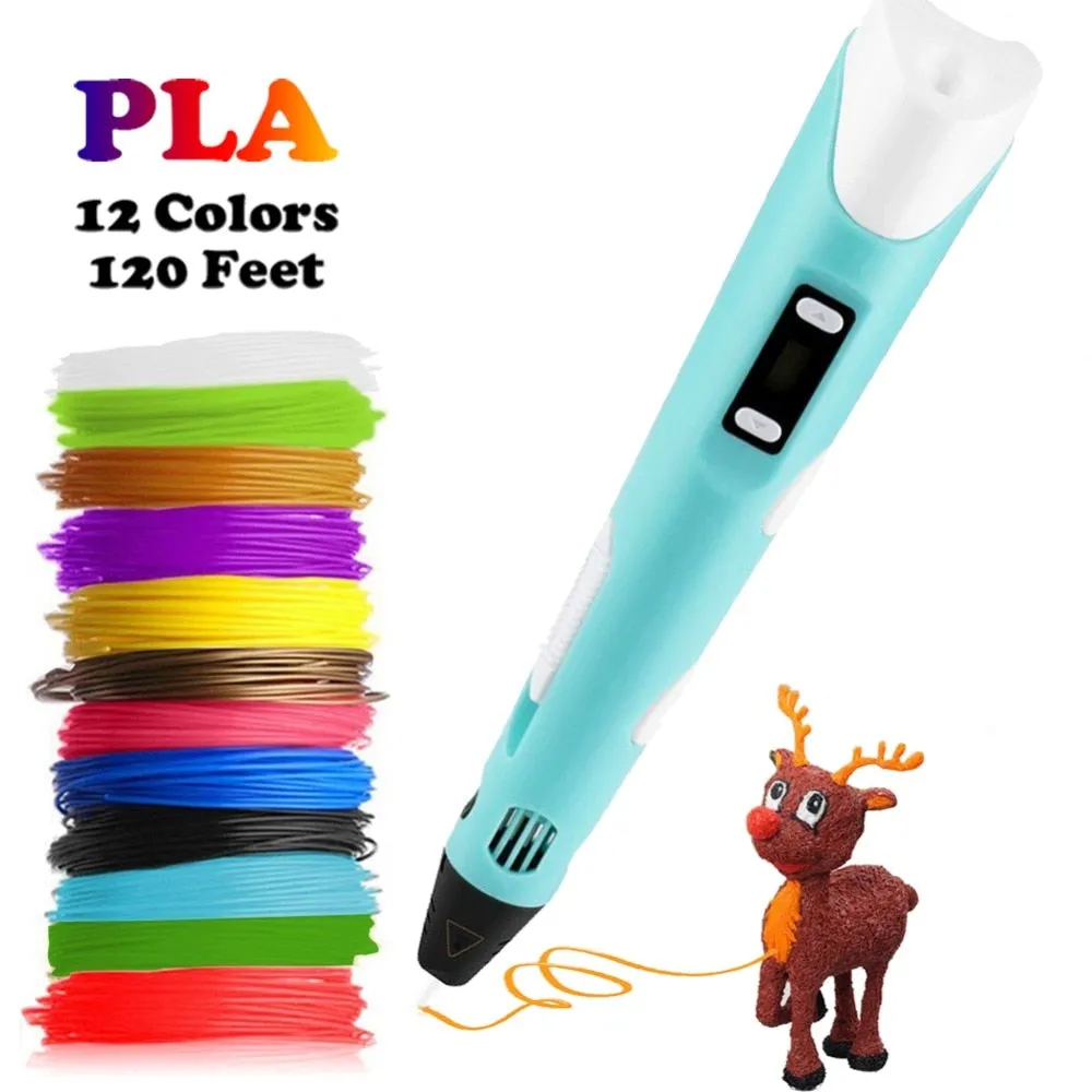 Dikale 3D Pen LED Screen DIY 3D Printing Pen PLA Filament Creative Toy Gift For Kids Design Drawing 3D Printer Pen Drawing Stift