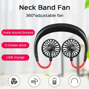 Durable and rechargeable portable hanging and foldable neck fan with 3 speeds and USB chargeable for Kitchen and sports