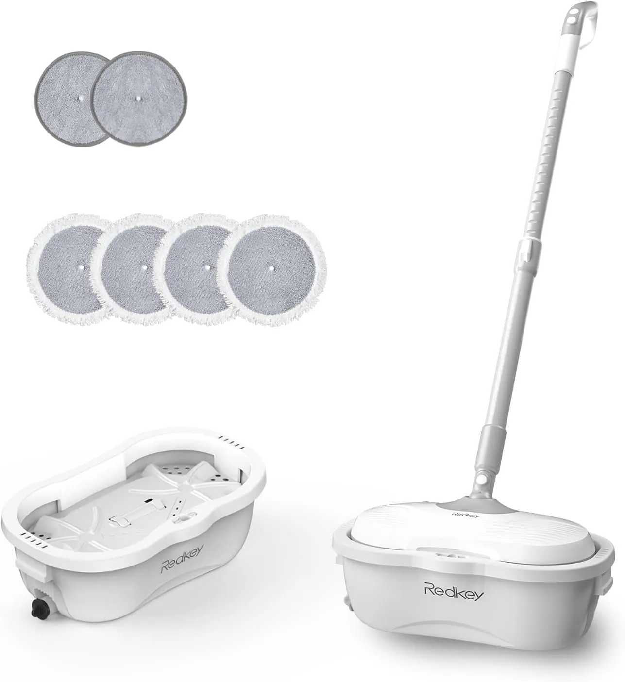 Electric Spin Mop with Bucket - Cordless Electric Mop with LED Headlight and Water Spray