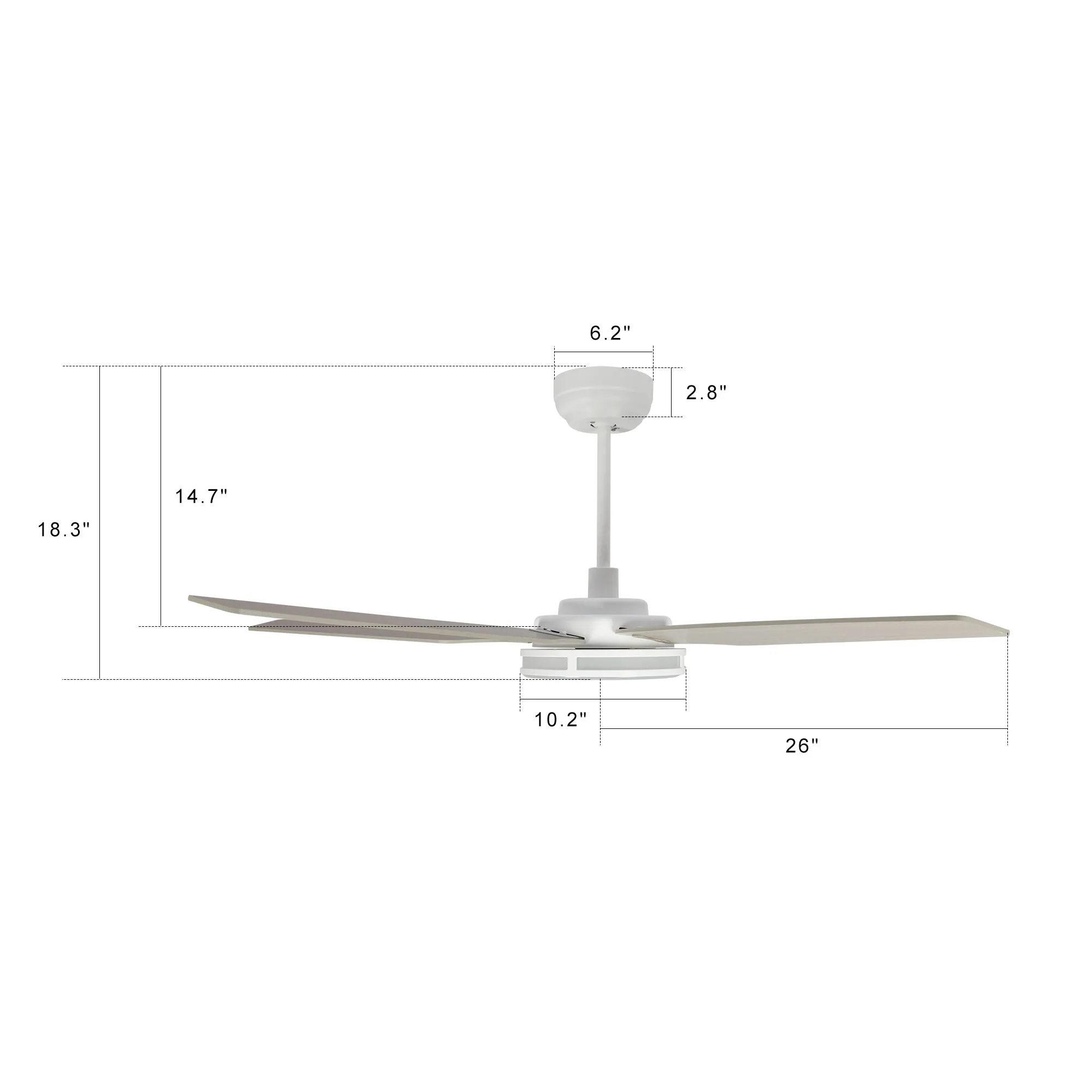 ELIRA 52 inch 5-Blade Smart Ceiling Fan with LED Light Kit & Remote - White/Gray Wood