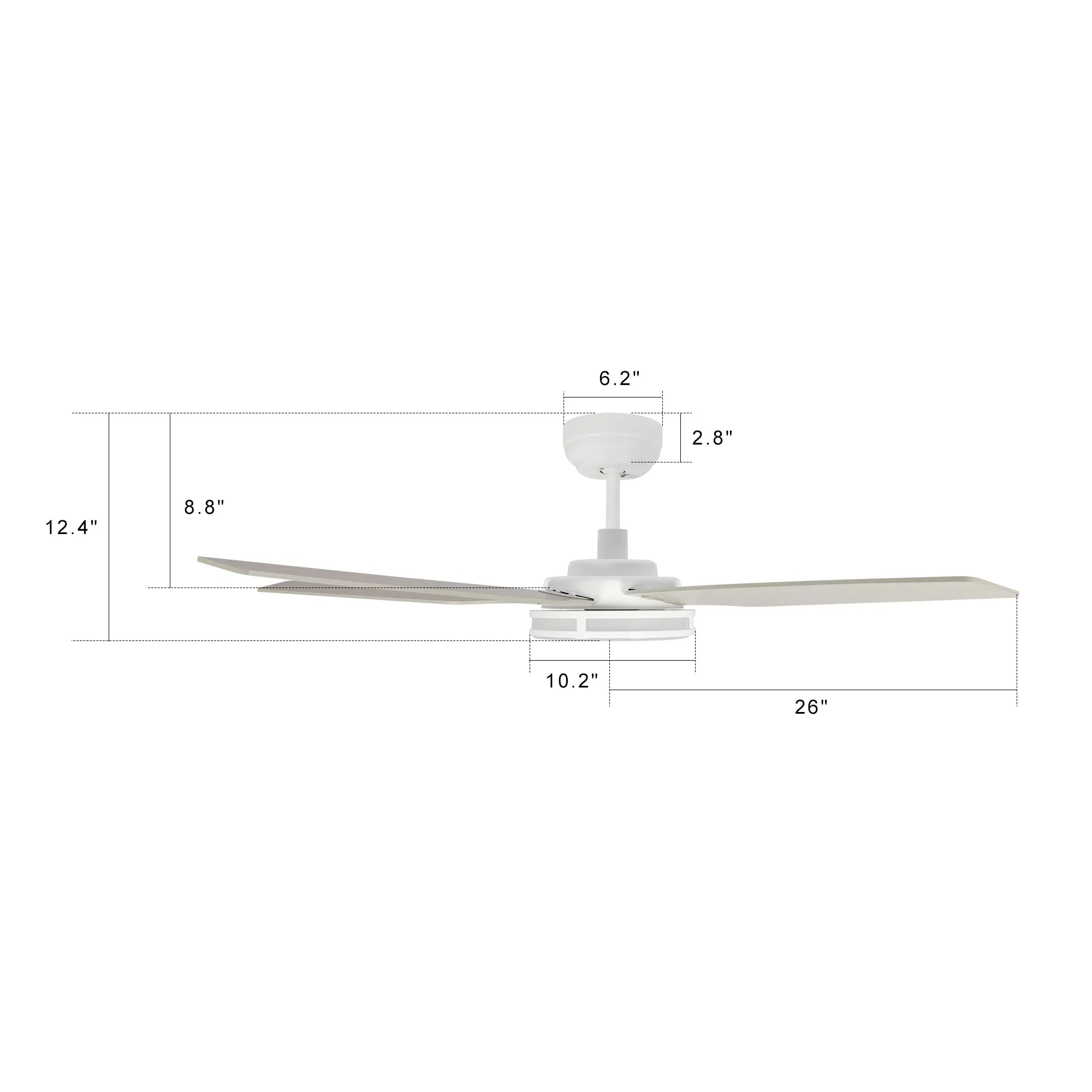 ELIRA 52 inch 5-Blade Smart Ceiling Fan with LED Light Kit & Remote - White/Gray Wood