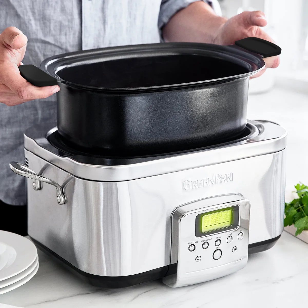 Elite 6-Quart Slow Cooker | Premiere Stainless Steel