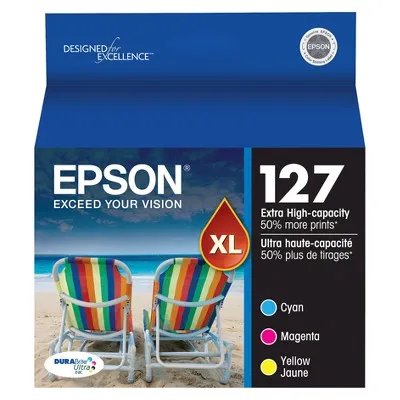 Epson 127XL C/M/Y 3pk Ink Cartridges - Cyan, Magenta, Yellow (T127520-CP)