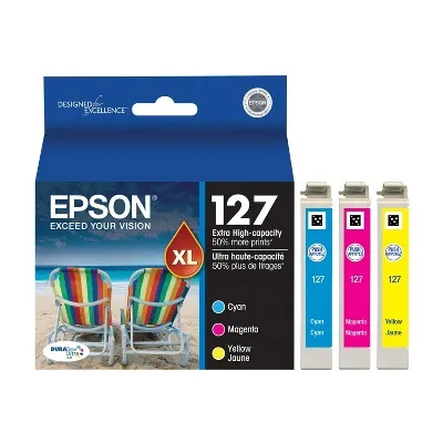 Epson 127XL C/M/Y 3pk Ink Cartridges - Cyan, Magenta, Yellow (T127520-CP)