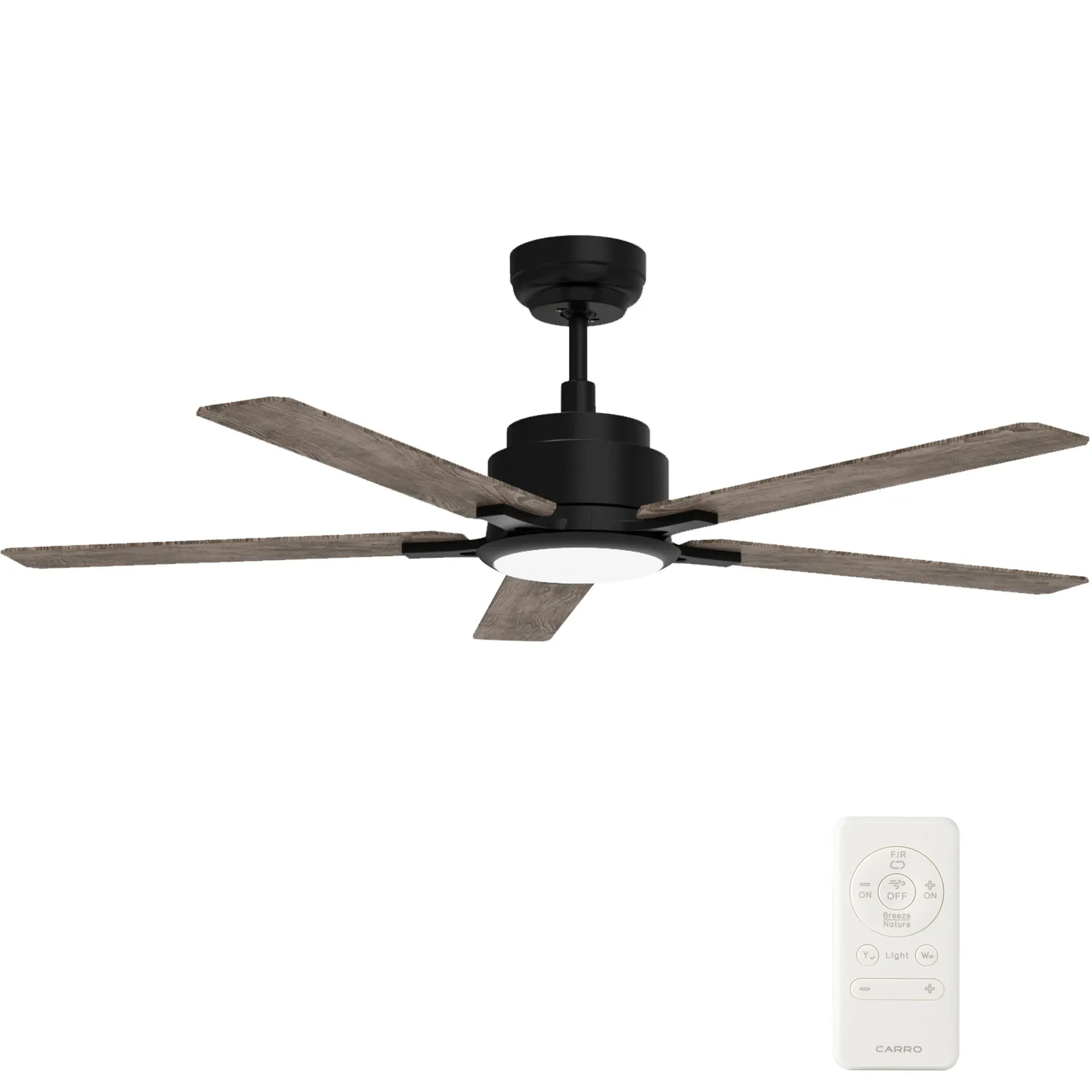 ESPEAR 52 inch 5-Blade Smart Ceiling Fan with LED Light Kit & Remote - Black/Dark & Light Wood (Reversible Blades)