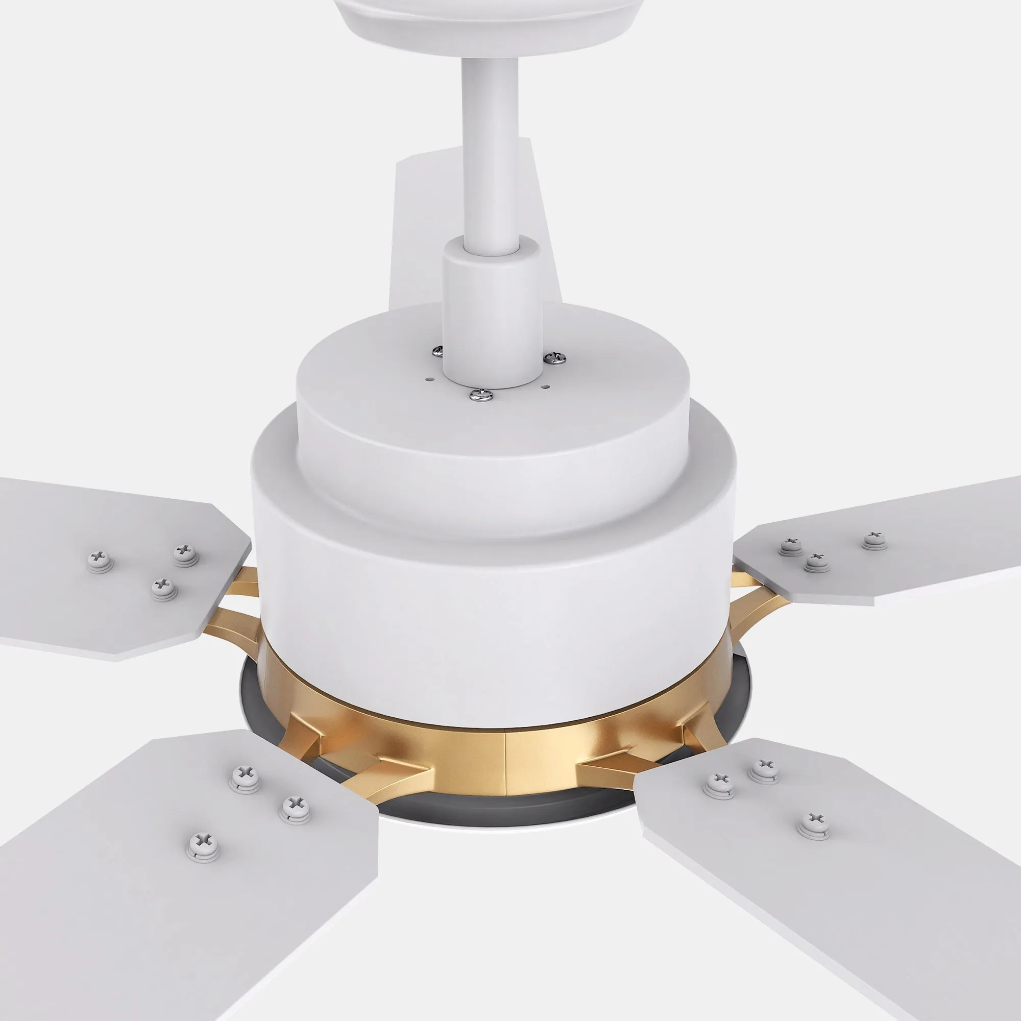 ESPEAR 52 inch 5-Blade Smart Ceiling Fan with LED Light Kit & Remote - White/White (Gold Detail)