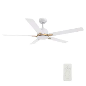 ESPEAR 52 inch 5-Blade Smart Ceiling Fan with LED Light Kit & Remote - White/White (Gold Detail)