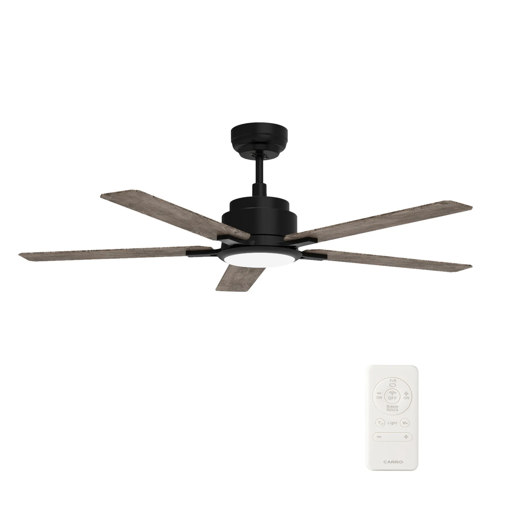 ESPEAR 56 inch 5-Blade Smart Ceiling Fan with LED Light Kit & Remote - Black/Wood Grain Pattern (Reversible Blades)