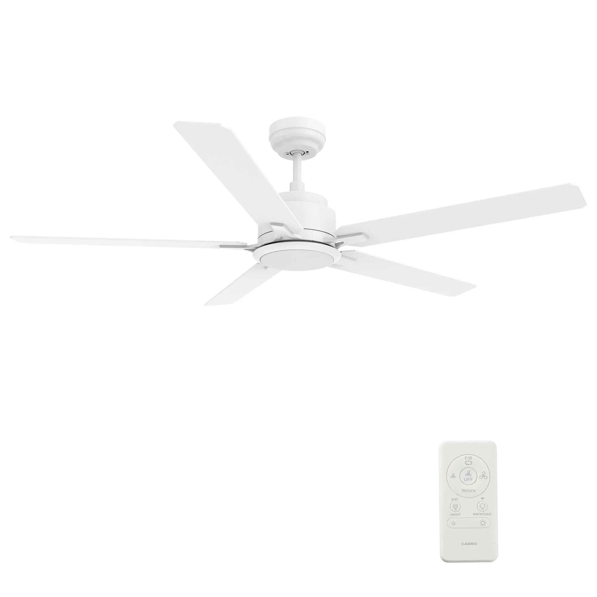 ESPEAR 60 inch 5-Blade Smart Ceiling Fan with LED Light Kit & Remote - White/White