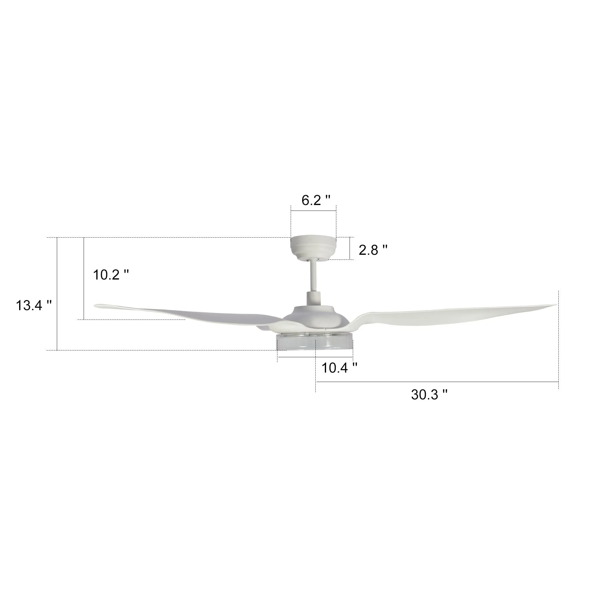 FLETCHER 60 inch 3-Blade Smart Ceiling Fan with LED Light Kit & Remote - White/White