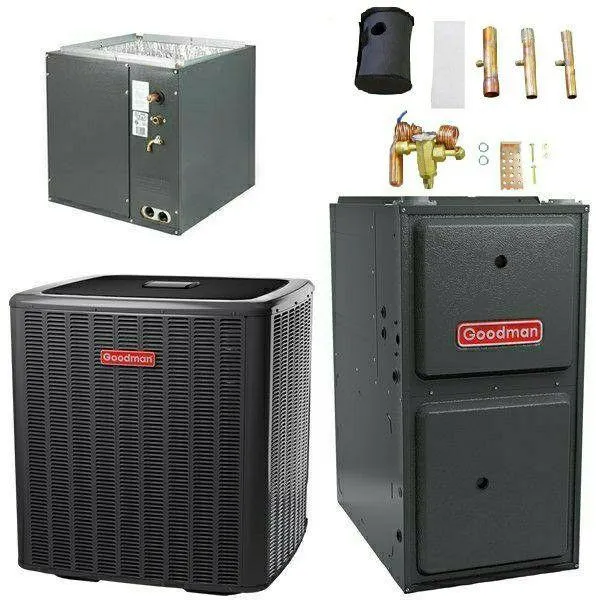 Goodman 2 Ton Cooling 16.5 SEER; 40k BTU Heating; 96% AFUE Gas Electric Air Conditioner System