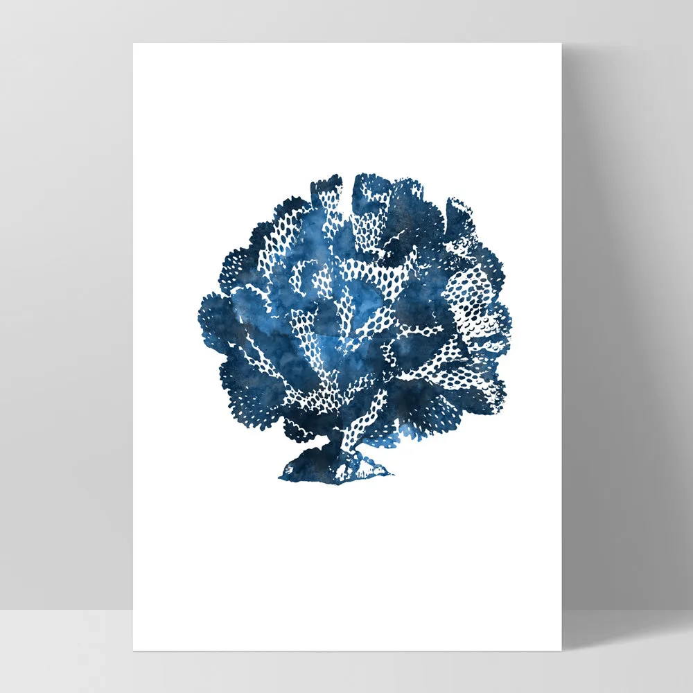 Hamptons Watercolour Blue Coral III - Art Print