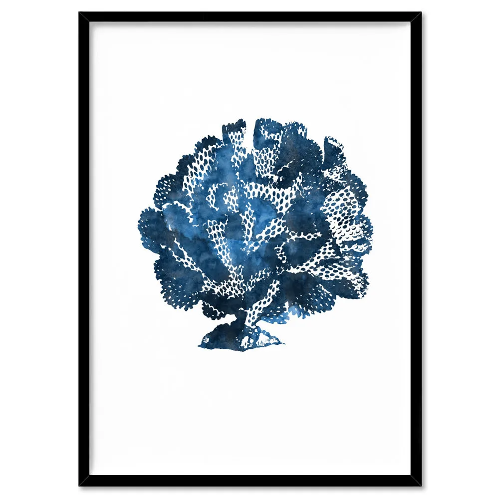 Hamptons Watercolour Blue Coral III - Art Print