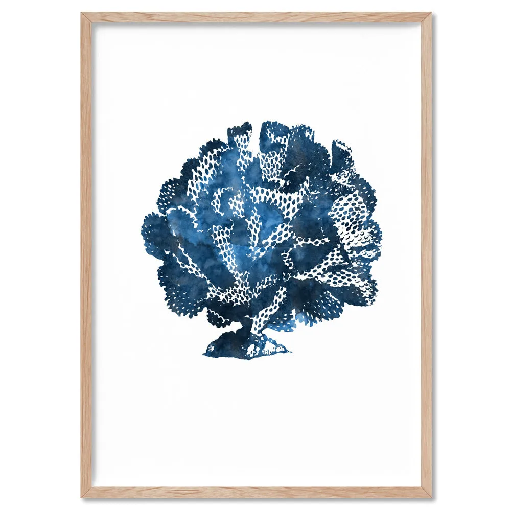 Hamptons Watercolour Blue Coral III - Art Print