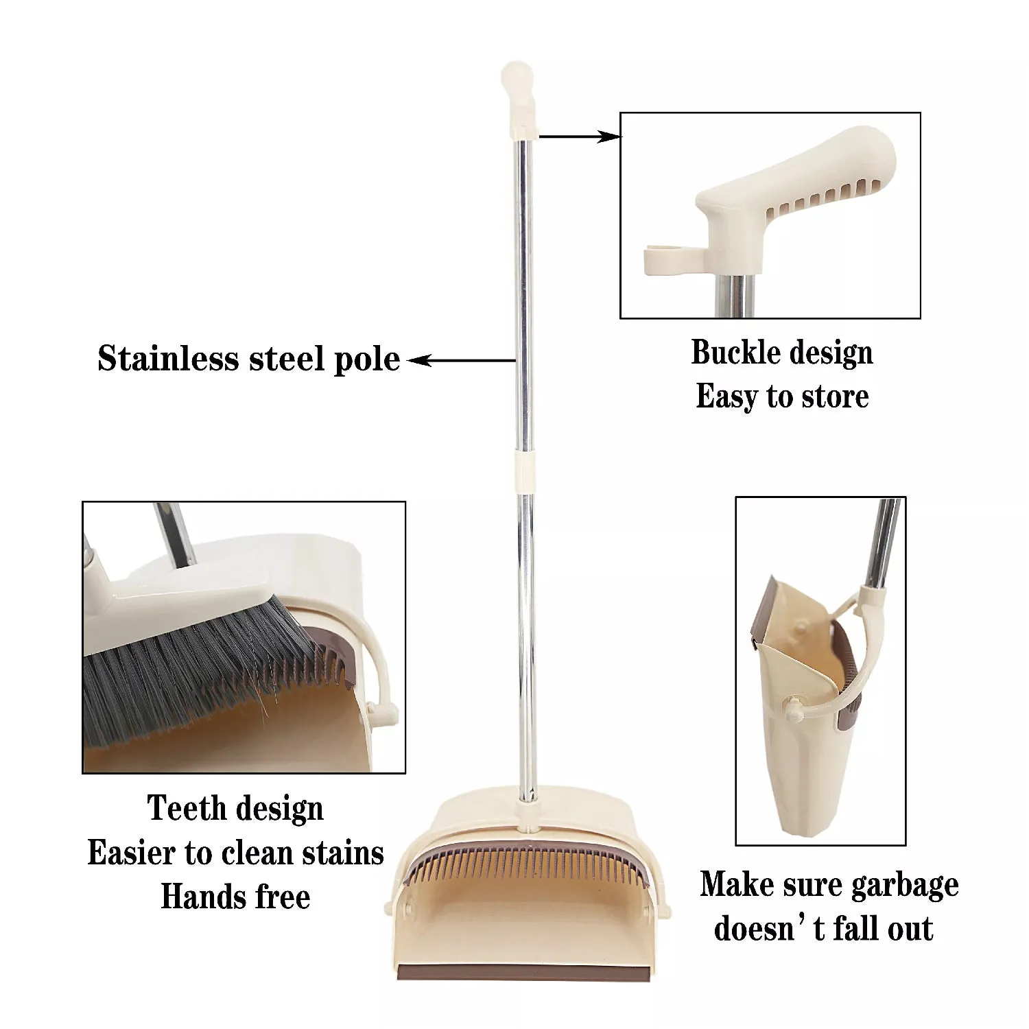 Handle Dustpan and Brush for Sweeping & Cleaning Dust Pan and Broom Handled