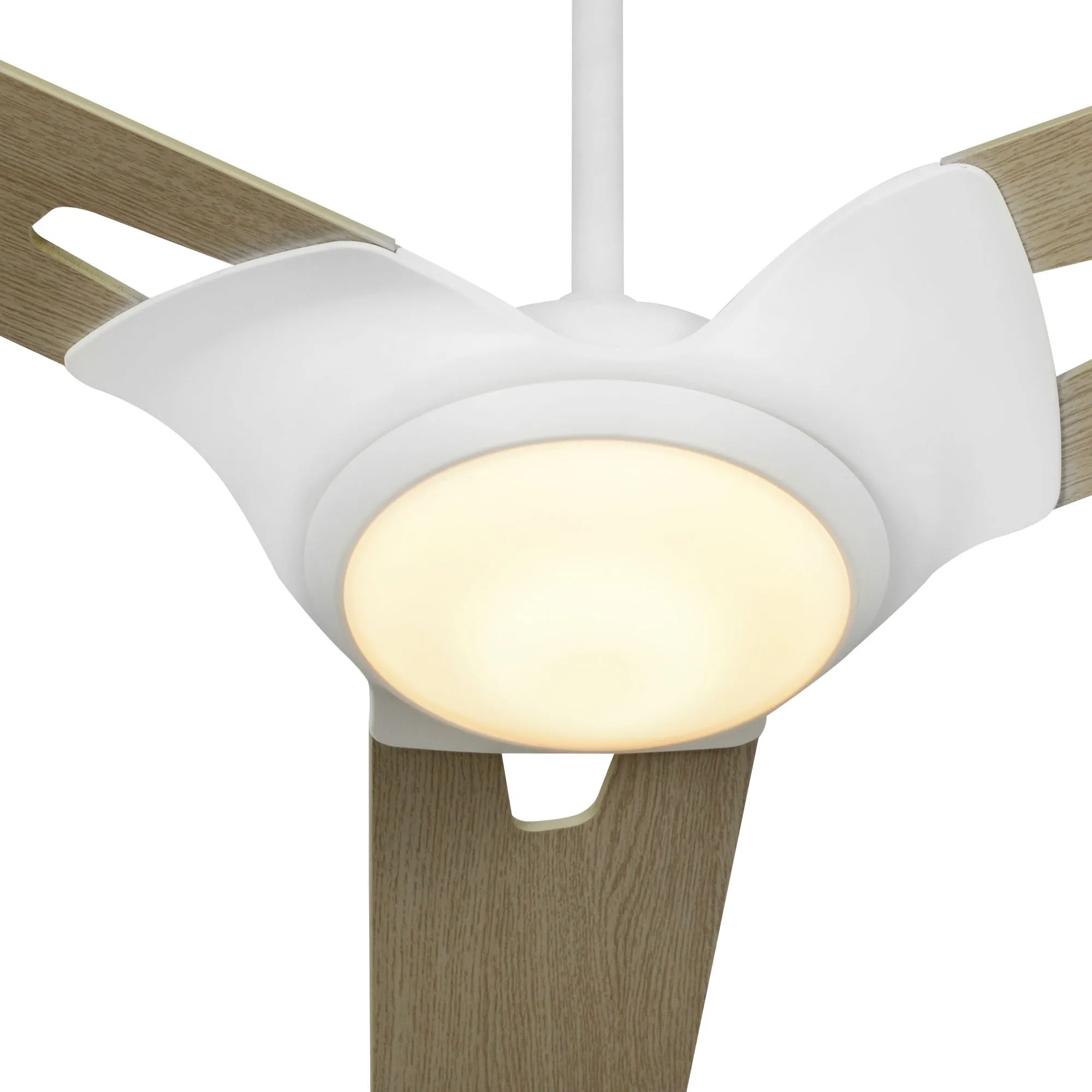 HOFFEN 52 inch 3-Blade Smart Ceiling Fan with LED Light Kit & Remote - White/Light Wood Pattern