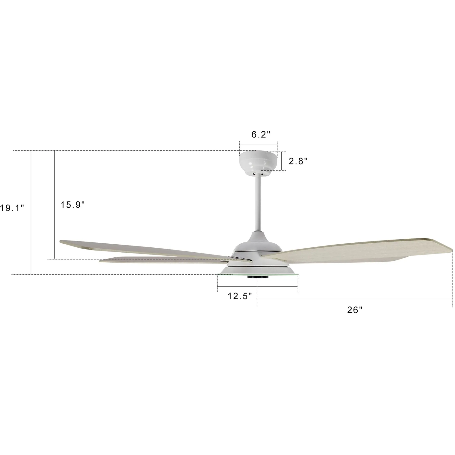 JOURNEY 52 inch 5-Blade Smart Ceiling Fan with LED Light Kit & Remote - White/Gray Wood