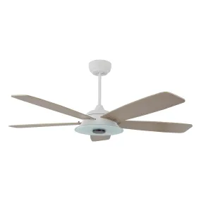 JOURNEY 52 inch 5-Blade Smart Ceiling Fan with LED Light Kit & Remote - White/Gray Wood