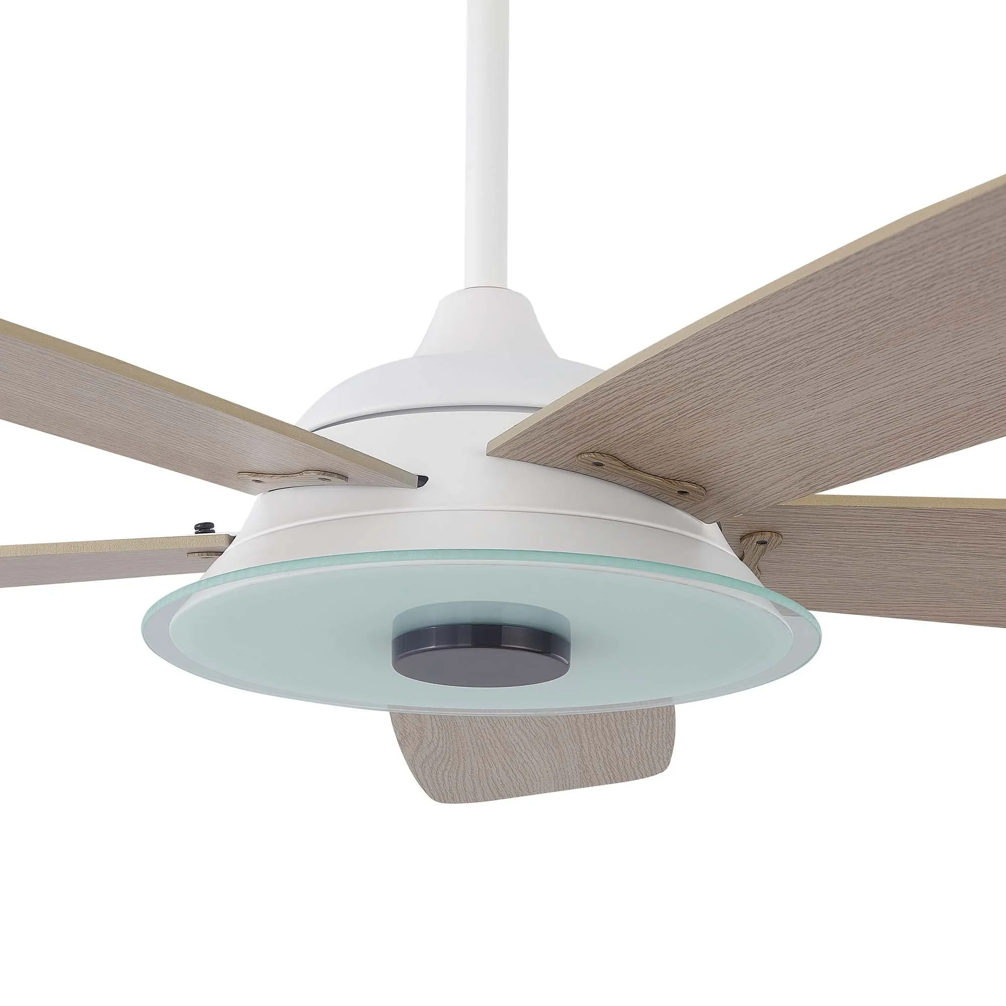 JOURNEY 52 inch 5-Blade Smart Ceiling Fan with LED Light Kit & Remote - White/Gray Wood